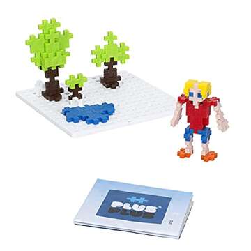 PLUS PLUS Building Set with Travel Case, 3D Open Ended Stem Toy for Kids, 100 Mini Interlocking Pieces, 1 White Baseplate