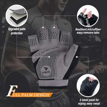 ATERCEL Weight Lifting Gloves with Full Palm Protection for Gym and Cycling