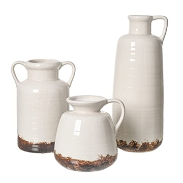 Rustic Ceramic Vases for Home Decor - Set of 3