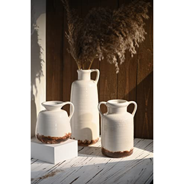 Rustic Ceramic Vases for Home Decor - Set of 3