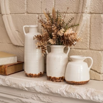 Rustic Ceramic Vases for Home Decor - Set of 3