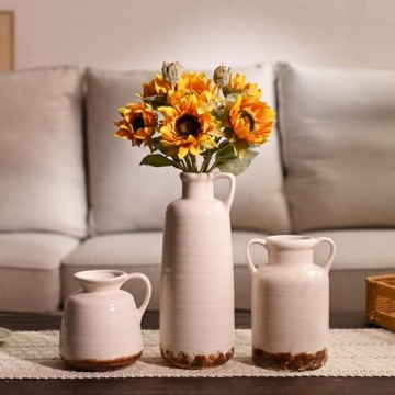 Rustic Ceramic Vases for Home Decor - Set of 3