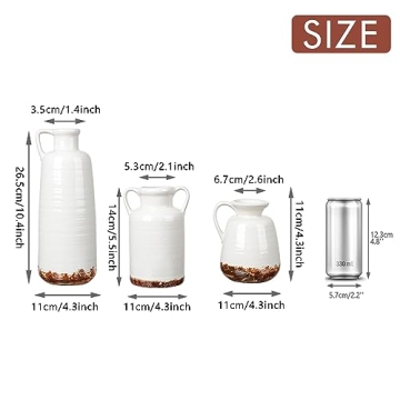 Rustic Ceramic Vases for Home Decor - Set of 3