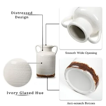 Rustic Ceramic Vases for Home Decor - Set of 3