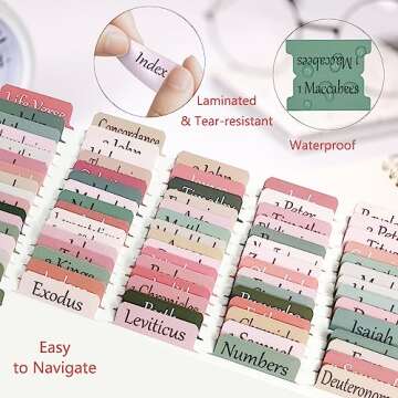 Bible Tabs for Women/Men/Kids, Laminated 100 PCS Full Set Catholic Bible Tabs Old and New Testament, Waterproof & Durable, with 19 Blank Tabs