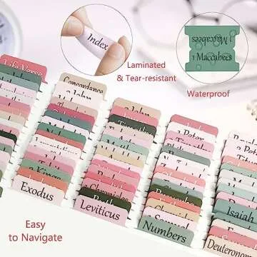 Bible Tabs for Women/Men/Kids, Laminated 100 PCS Full Set Catholic Bible Tabs Old and New Testament, Waterproof & Durable, with 19 Blank Tabs