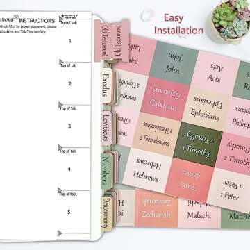 Bible Tabs for Women/Men/Kids, Laminated 100 PCS Full Set Catholic Bible Tabs Old and New Testament, Waterproof & Durable, with 19 Blank Tabs