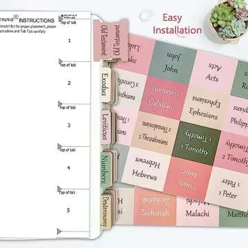 Bible Tabs for Women/Men/Kids, Laminated 100 PCS Full Set Catholic Bible Tabs Old and New Testament, Waterproof & Durable, with 19 Blank Tabs