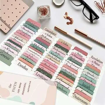 Bible Tabs for Women/Men/Kids, Laminated 100 PCS Full Set Catholic Bible Tabs Old and New Testament, Waterproof & Durable, with 19 Blank Tabs