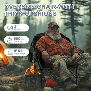 Slsy Heated Camping Chair Oversized, Outdoor Portable Heated Folding Chairs, Heated Foldable Chair Seat Supports 500 lbs, Heating Chair for Outdoor Sports, Camping, Patio, and Picnics