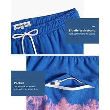 maamgic Mens 5 Inch Stretch Swimming Shorts Compression Liner Swim Trunks Quick Dry Bathing Suits Board Shorts Beach Shorts Swim Suits Ice Blue X-Large