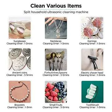 Ultrasonic Jewelry Cleaner with Degas, Detachable Tank and Time Setting for Jewelry, Ring, Silver, Retainer, Eyeglass, Denture, Coins, 1.2L, 40KHz Ultrasound Cleaner Machine by VCUTECH (White)