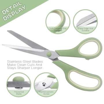 LONGKEY Scissors 8.5 Inch scissors all purpose Bulk Set of 3, Scissors for Office Home School Craft Supplies, Soft Comfort-Grip Right/Left Hand