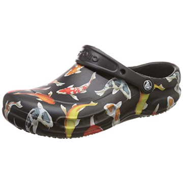 Crocs Unisex Adult Men's and Women's Bistro Clog | Slip Resistant Work Shoes, Black/Tangerine, 14 US