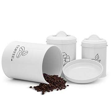 G.a HOMEFAVOR Creative Decorative Nesting Kitchen Canisters Jars with Lids, White Metal Rustic Vinta...