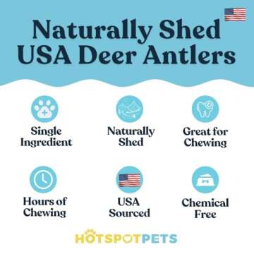 Hotspot Pets Premium Deer Antlers for Dogs - 7+ Inch Large Antler Chews (2 Pack) Made in USA - Perfe...