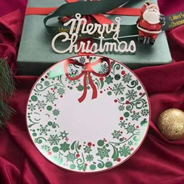 Nervure 175PCS Christmas Plastic Plates Set for 25 Guests