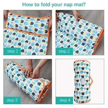 Toddler Nap Mat for Daycare with Fleece Blanket & Pillow