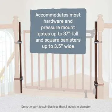Summer Infant Banister to Banister Gate Mounting Kit - Fits Round or Square Banisters, Accommodates Most Hardware & Pressure Mount Baby Gates up to 37” Tall, Gate Sold Separately