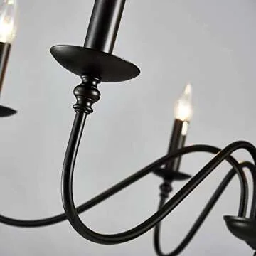 Saint Mossi Antique Painted Black Chandelier Lighting,6 Lights,Rustic Vintage Farmhouse Pendant Lighting in Industrial Country Style,H16 x D33 with Adjustable Chain