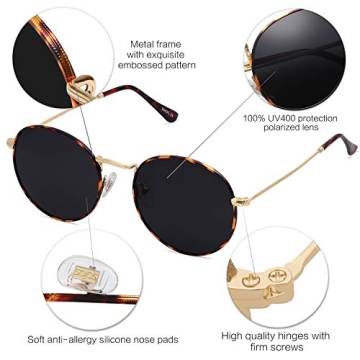 SOJOS Polarized Round Sunglasses for Men and Women