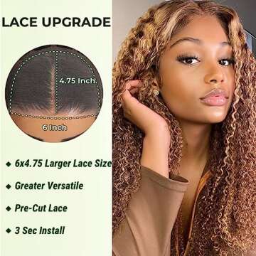UNICE Put on and Go Glueless Wigs Human Hair Pre Plucked pre Cut Jerry Curly Blonde Highlight 6x4.75 HD Lace Closure Human Hair Wig Bleached Knots Beginner Friendly Wig 22 inch