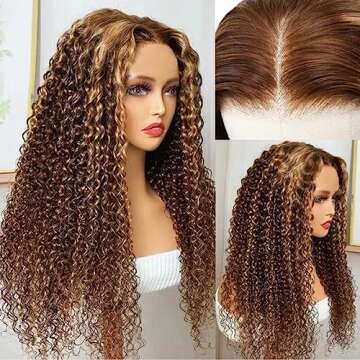 UNICE Put on and Go Glueless Wigs Human Hair Pre Plucked pre Cut Jerry Curly Blonde Highlight 6x4.75 HD Lace Closure Human Hair Wig Bleached Knots Beginner Friendly Wig 22 inch