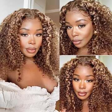 UNICE Put on and Go Glueless Wigs Human Hair Pre Plucked pre Cut Jerry Curly Blonde Highlight 6x4.75 HD Lace Closure Human Hair Wig Bleached Knots Beginner Friendly Wig 22 inch