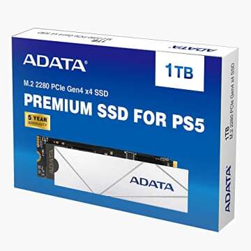 ADATA Premium SSD for PS5 1TB PCIe Gen4 M.2 2280 Internal Gaming SSD Up to 7,400 MB/s (APSFG-1T-CSUS...