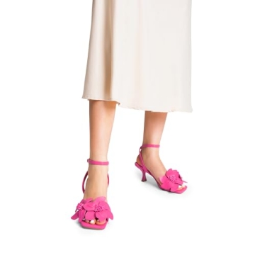 Stylish Hot Pink Flower Wedding Heels for Women
