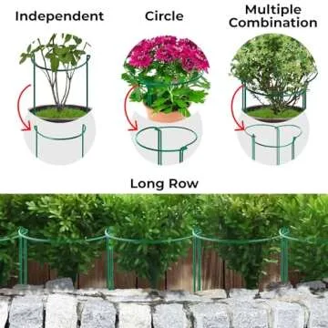 12 Pack Tall Snake Plant Support Stakes – 10" W x 24" H Half Round Peony Cages and Supports for Indoor and Outdoor Plants – Plant Cage Ring Support for Flower - Peony, Tomato, Hydrangea, Rose Bush