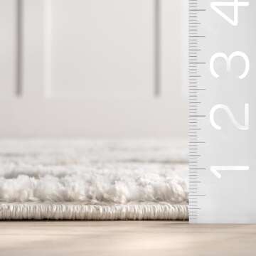 nuLOOM 9x12 Ansley Moroccan Tassel Area Rug, Light Grey, High-Low Textured Bohemian Design, Plush Hi...