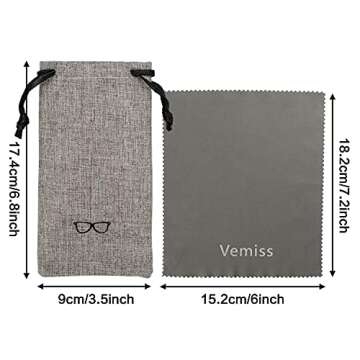Vemiss Hard Shell Eyeglasses Cases, Linen Fabrics Protector Sunglasses Case, Large Glasses Case (Large Gray/Green)