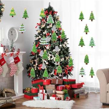 Wonmon 45PCS Christmas Tree Cutouts for Bulletin Board Decoration, Christmas Tree Paper Cut-Outs with for Christmas Party Home School Classroom Bulletin Boards Decorations