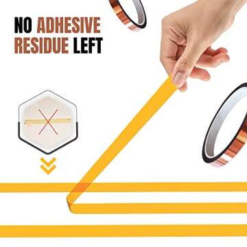 6 Roll - 10mm x 33m (108ft) SAMKARIM Heat Resistant Transfer Tape for Sublimation - Leaves No-Mark or Residue, Strong Adhesive Kapton Tape Perfect for Heat Press, 3D Printer, Soldering, and PCB Boards