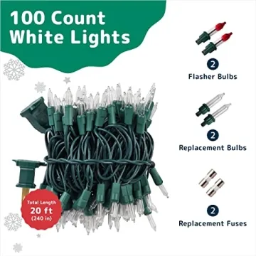 PREXTEX 100 Count Clear Christmas Tree Lights for All Occasions