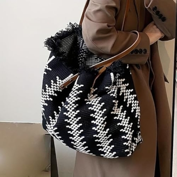 Straw Handbags for Women, Woven Purses for Women Trendy, Crochet Tote Bag with Magnetic Buckle, Cute Summer Beach Bag