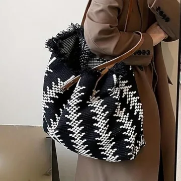 Straw Handbags for Women, Woven Purses for Women Trendy, Crochet Tote Bag with Magnetic Buckle, Cute Summer Beach Bag