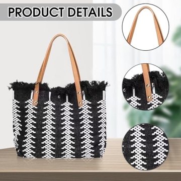 Straw Handbags for Women, Woven Purses for Women Trendy, Crochet Tote Bag with Magnetic Buckle, Cute Summer Beach Bag