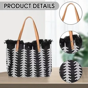 Straw Handbags for Women, Woven Purses for Women Trendy, Crochet Tote Bag with Magnetic Buckle, Cute Summer Beach Bag