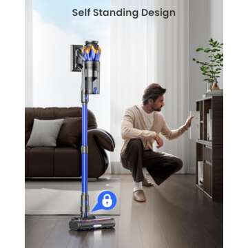 Cordless Vacuum Cleaner with 580W Power and Touch Screen