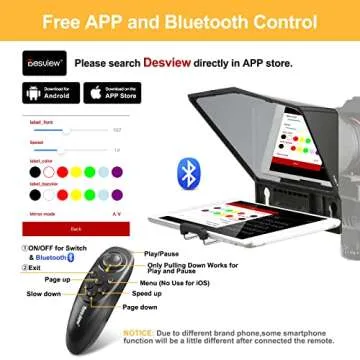 Desview T2 Teleprompter for Tablet Smartphone iPad up to 8 inch,70/30 Beam Splitter Glass,Teleprompter with Remote Control for DSLR Camera Phone Video Recording