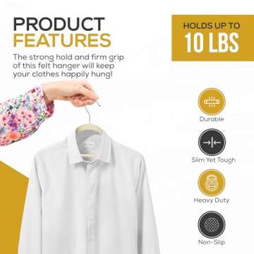 TECHZOO 50 Pack New Premium Quality Velvet Hangers Ultra Thin Non Slip Adult Felt Space Saving Hangers for Closet Heavy Duty Coat Pants Jackets Dress Hangers 360° Swivel Hook Hold Upto 10 lbs Ivory