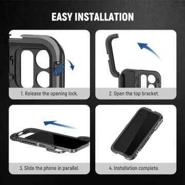 NEEWER 15 Pro Max Phone Cage Video Rig with Dual Handles Compatible with iPhone 15 Pro Max, Metal 67mm Filter Adapter, 17mm Lens Backplane, Phone Rig Smartphone Stabilizer for Video Recording, PA024K