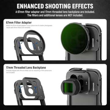 NEEWER 15 Pro Max Phone Cage Video Rig with Dual Handles Compatible with iPhone 15 Pro Max, Metal 67mm Filter Adapter, 17mm Lens Backplane, Phone Rig Smartphone Stabilizer for Video Recording, PA024K