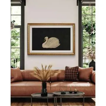 VIYYIEA Gold Framed Large Wall Art Canvas Print Home Decor Grace Swan Art Painting Pictures Wall Decoration Rustic Bathroom Decor Farmhouse Artwork for Living Room Bedroom Office Decor 24x36in