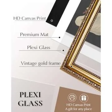 VIYYIEA Gold Framed Large Wall Art Canvas Print Home Decor Grace Swan Art Painting Pictures Wall Decoration Rustic Bathroom Decor Farmhouse Artwork for Living Room Bedroom Office Decor 24x36in