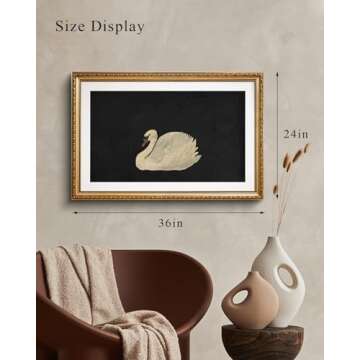 VIYYIEA Gold Framed Large Wall Art Canvas Print Home Decor Grace Swan Art Painting Pictures Wall Decoration Rustic Bathroom Decor Farmhouse Artwork for Living Room Bedroom Office Decor 24x36in