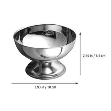 DOITOOL 2PCS Stainless Steel Ice Cream Bowls Set, Dessert Cups with Footed for Dessert, Sundae, Ice Cream, Fruit, Salad, Snack, Cocktail, Condiment (10 X 10 X 6.5 CM)