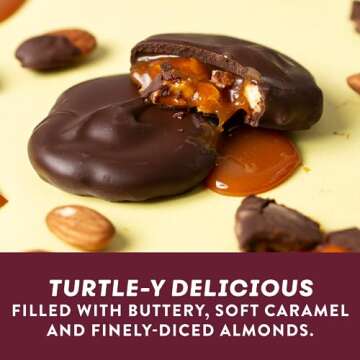 HighKey Sugar Free Chocolate Candies - Keto Snack Dark Chocolate Almond Caramel Nut Clusters Gluten Free Healthy Snacks Low Sugar Candy Bars Diabetic Dessert Turtle High Fiber Diet Friendly Food 6ct